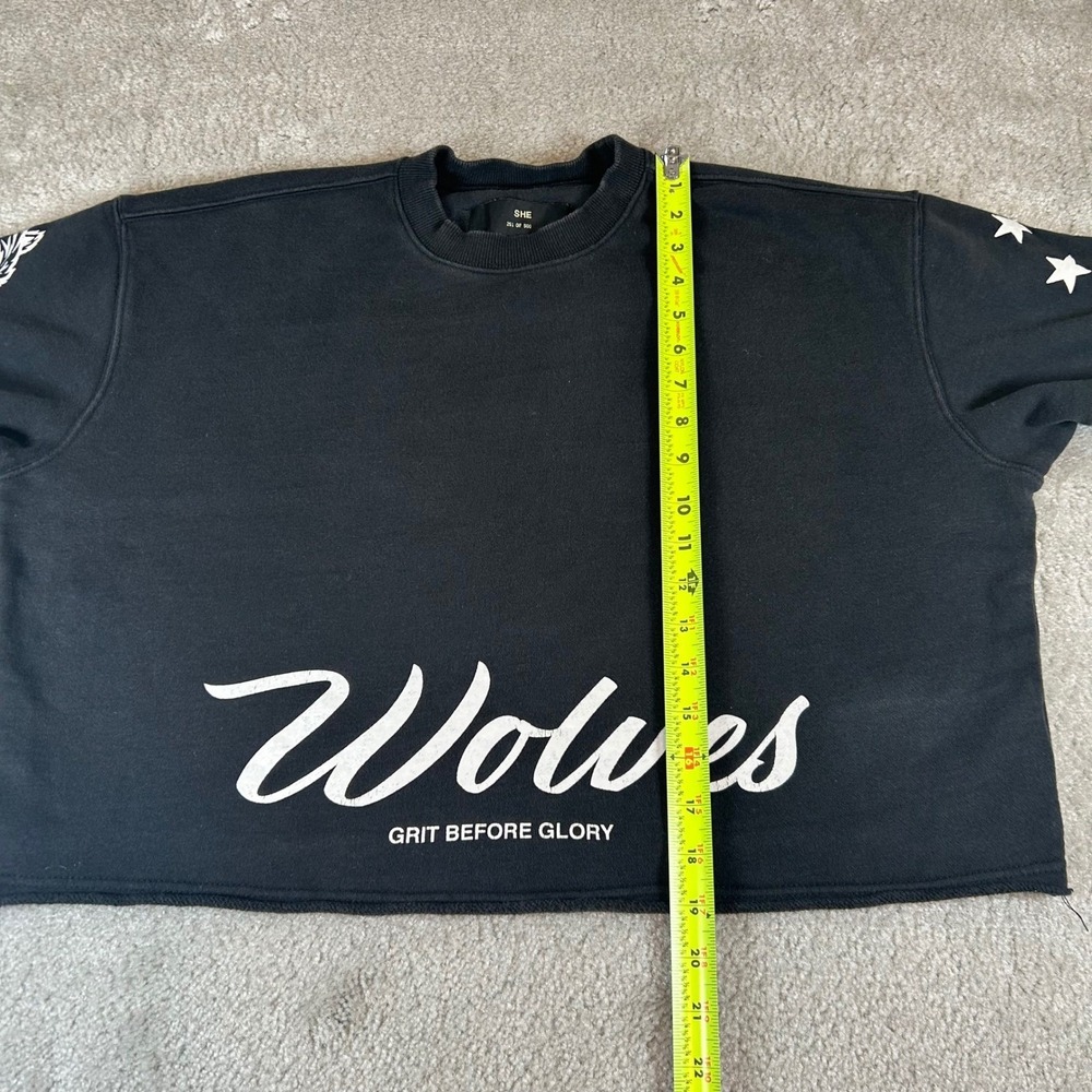 Darc Sport Wolves Grit Before Glory Cropped Sweatshirt Black Limited Edition L - Picture 11 of 15
